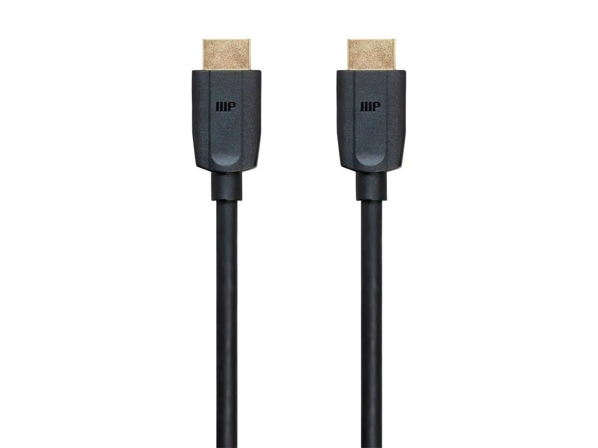 Monoprice 8K Ultra High Speed HDMI Cable - HDMI 2.1, 8K@60Hz, 4K@120Hz, 48Gbps, HDR, VRR, 15ft, Black-Pack of 1