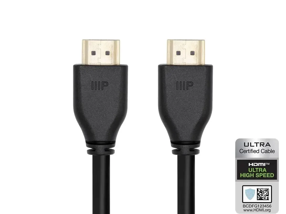 Monoprice 8K Certified Ultra High Speed HDMI Cable - HDMI 2.1, 8K@60Hz, 4K@120Hz, 48Gbps, HDR, VRR, CL2 in-Wall Rated, 20ft