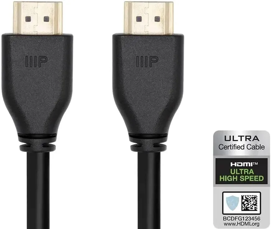 Monoprice 8K Certified Ultra High Speed HDMI Cable - HDMI 2.1, 8K@60Hz, 4K@120Hz, 48Gbps, HDR, VRR, CL2 in-Wall Rated, 20ft