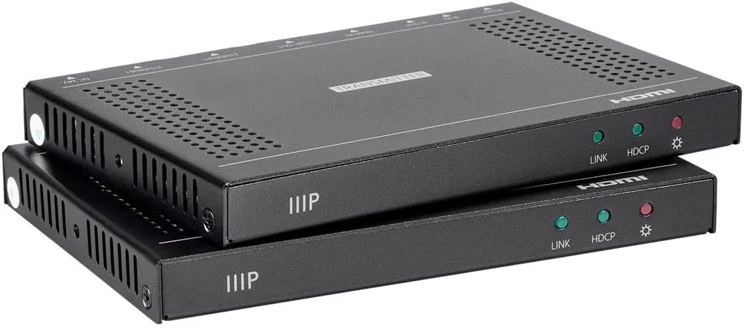 Monoprice 4K Pro HDBaseT Extender Kit, 100 Meters with PoH, RS232, HDCP 2.2, Black - Blackbird Series