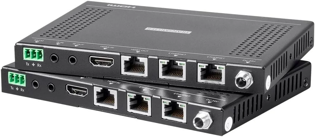 Monoprice 4K Pro HDBaseT Extender Kit, 100 Meters with PoH, RS232, HDCP 2.2, Black - Blackbird Series