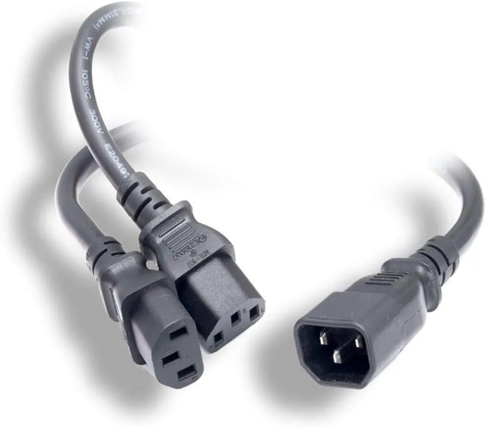 Monoprice Power Cord Splitter - IEC 60320 C14 to 2X IEC 60320 C13, 13 Amp, 1625 Watt, 16AWG, 3 Feet, Black