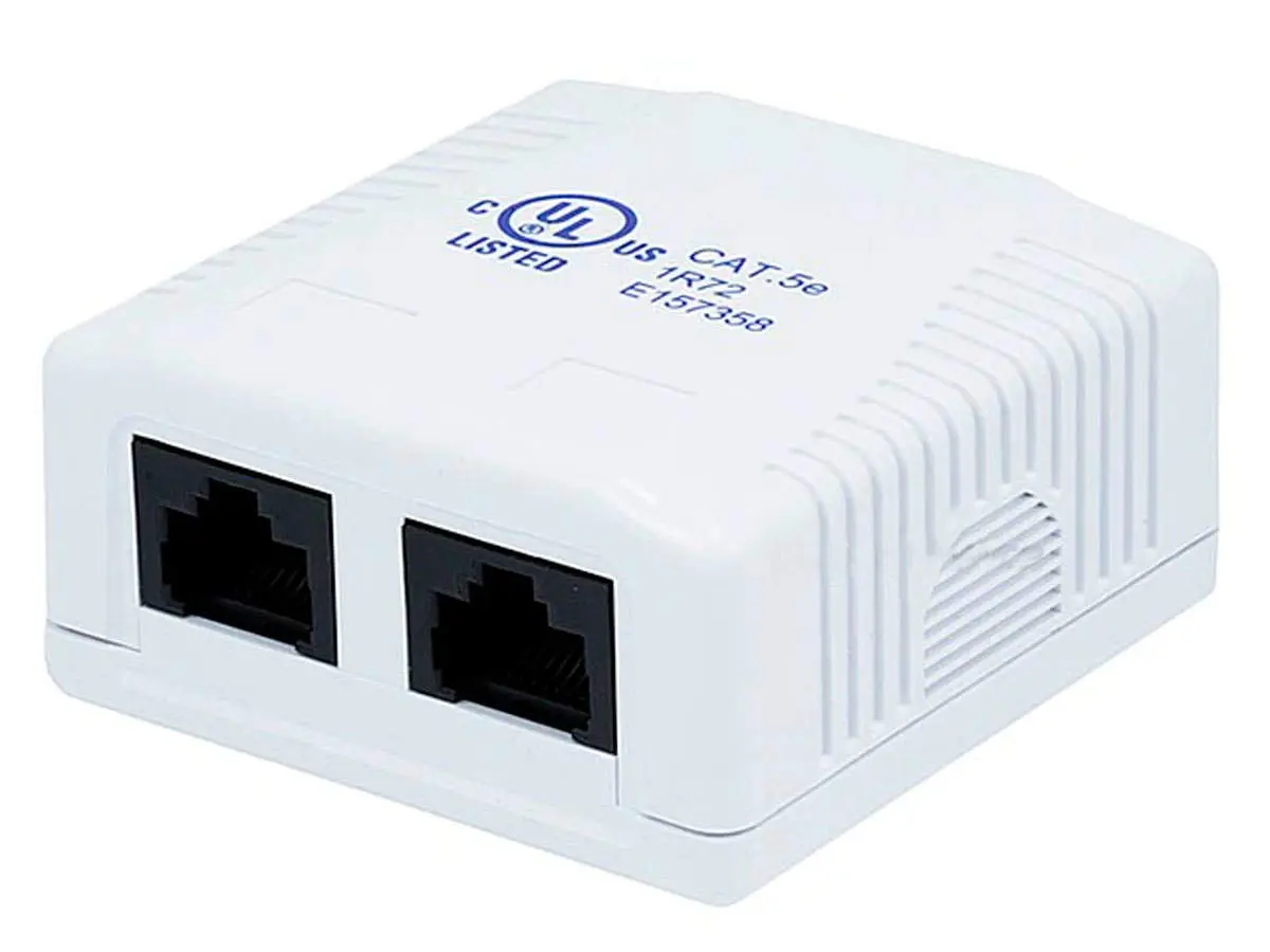 Monoprice Surface Mount Box Cat5e Double (107091) white 1 Count (Pack of 1)