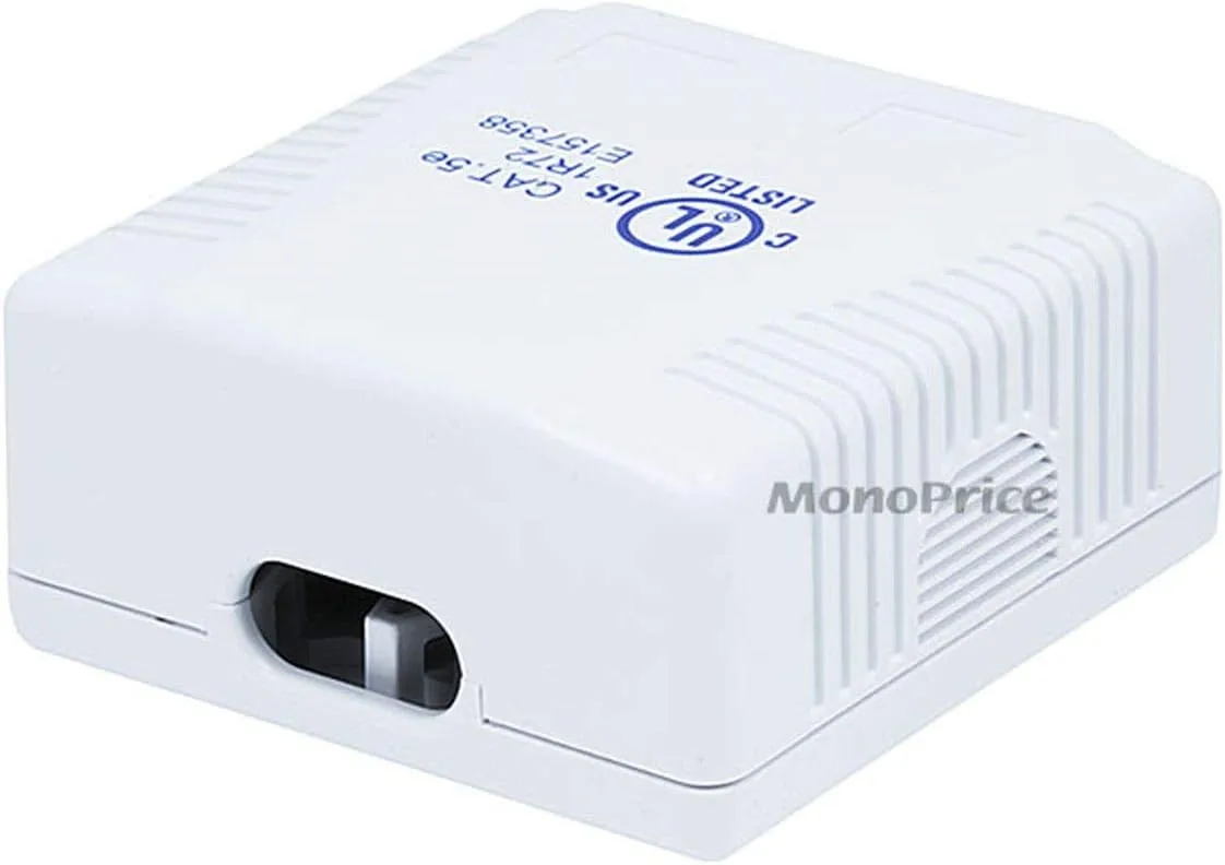 Monoprice Surface Mount Box Cat5e Double (107091) white 1 Count (Pack of 1)