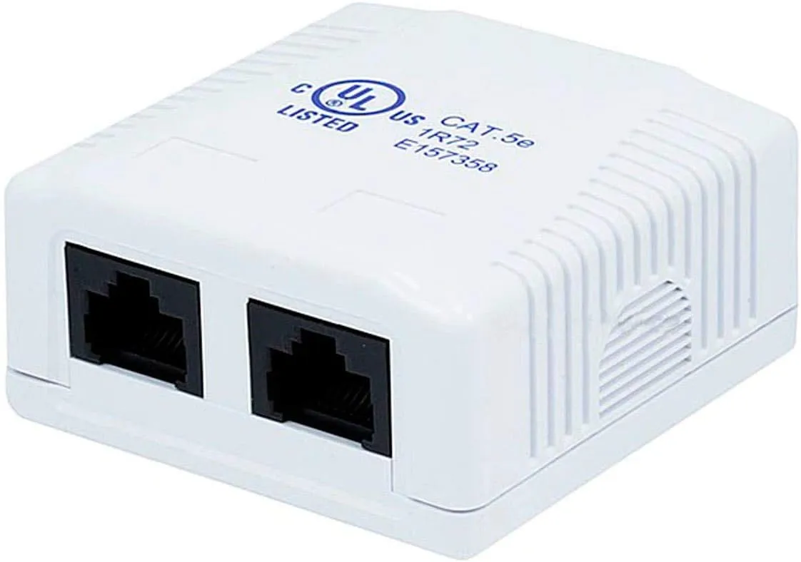 Monoprice Surface Mount Box Cat5e Double (107091) white 1 Count (Pack of 1)