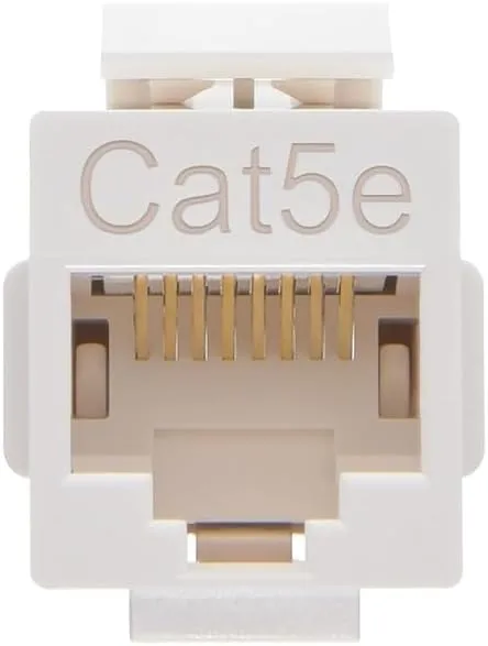 Monoprice Cat5e RJ45 Feedthrough Keystone Jack - Inline Coupler Type, Fits Standard Keystone Devices, Single PCS, White