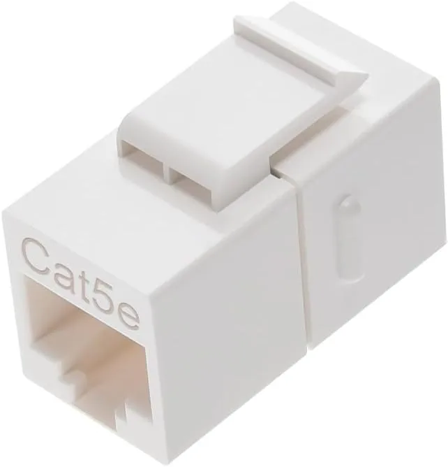 Monoprice Cat5e RJ45 Feedthrough Keystone Jack - Inline Coupler Type, Fits Standard Keystone Devices, Single PCS, White