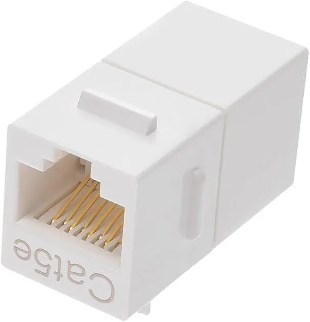 Monoprice Cat5e RJ45 Feedthrough Keystone Jack - Inline Coupler Type, Fits Standard Keystone Devices, Single PCS, White