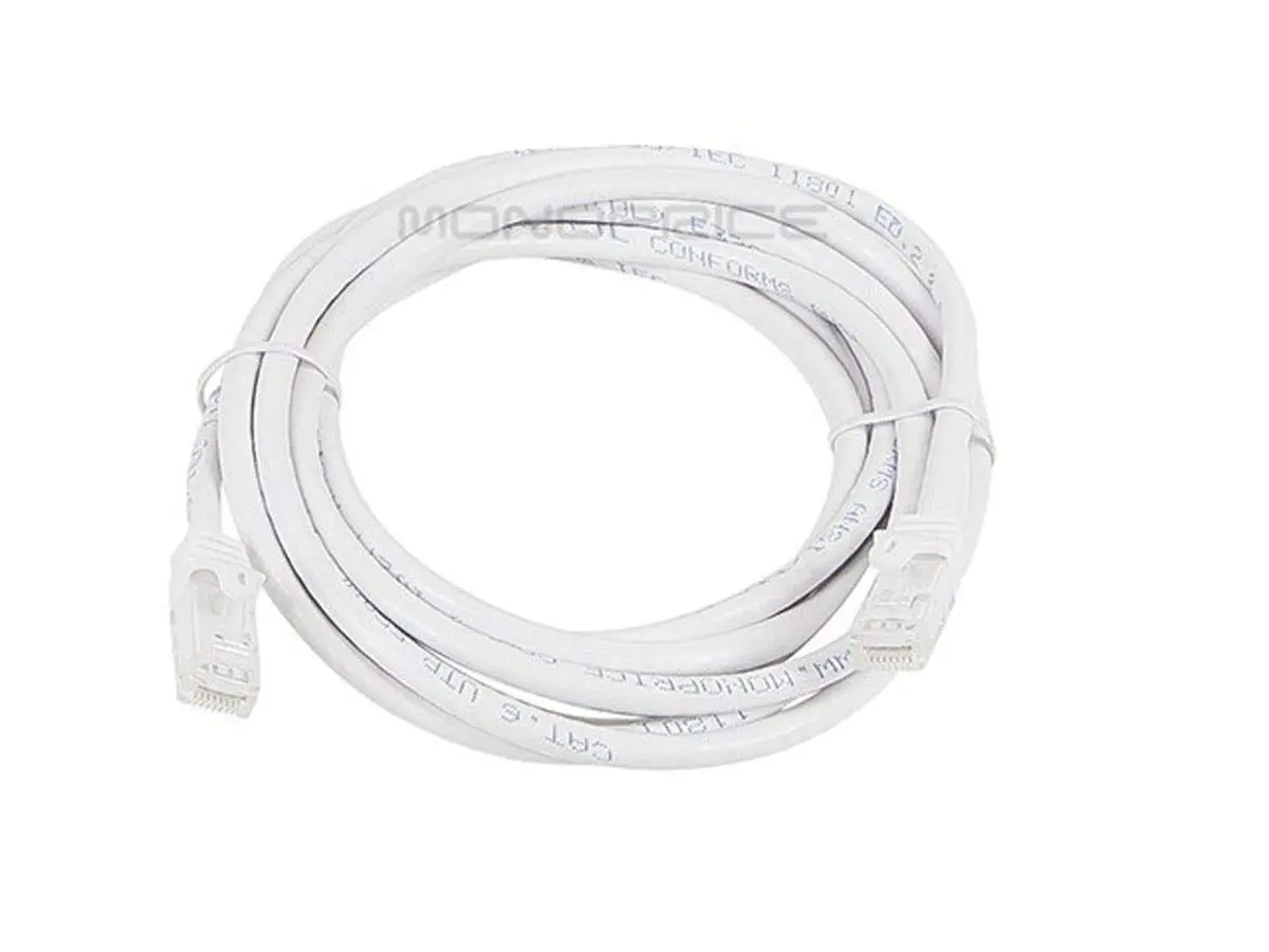 Monoprice Cat6 10ft White Patch Cable UTP 24AWG 550MHz Pure Bare Copper Snagless RJ45 Flexboot Series Ethernet Cable