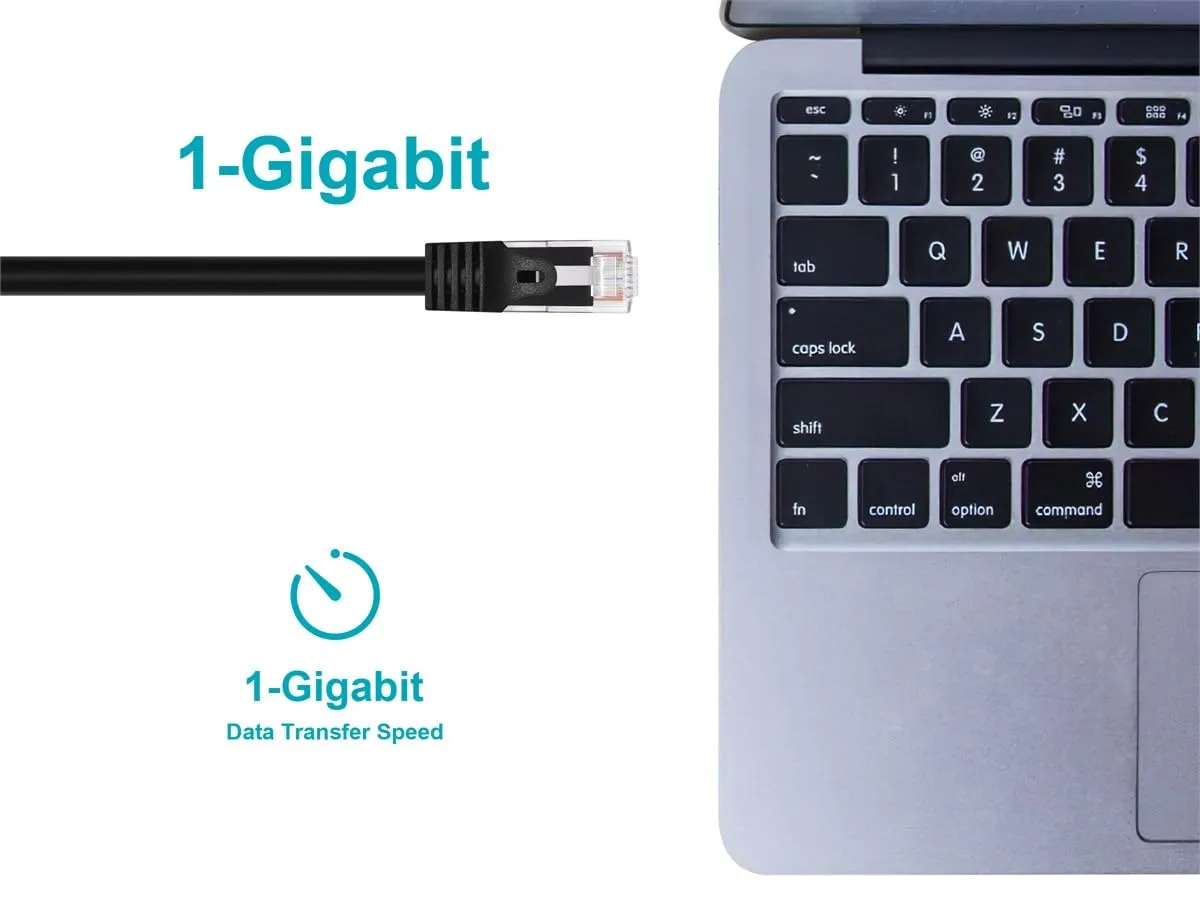 Monoprice Cat6 2ft Black Patch Cable UTP 24AWG 550MHz Pure Bare Copper Snagless RJ45 Flexboot Series Ethernet Cable 1
