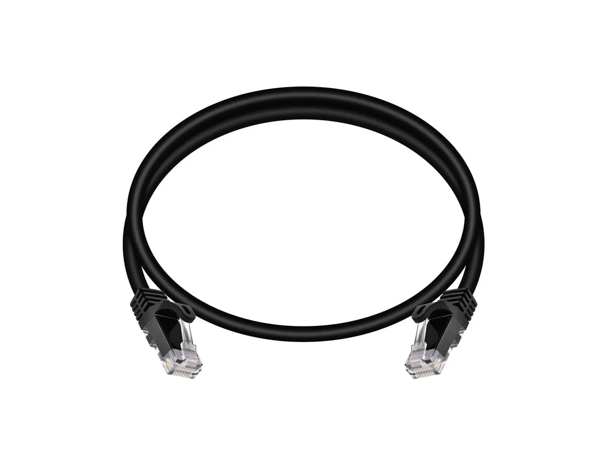 Monoprice Cat6 2ft Black Patch Cable UTP 24AWG 550MHz Pure Bare Copper Snagless RJ45 Flexboot Series Ethernet Cable 1