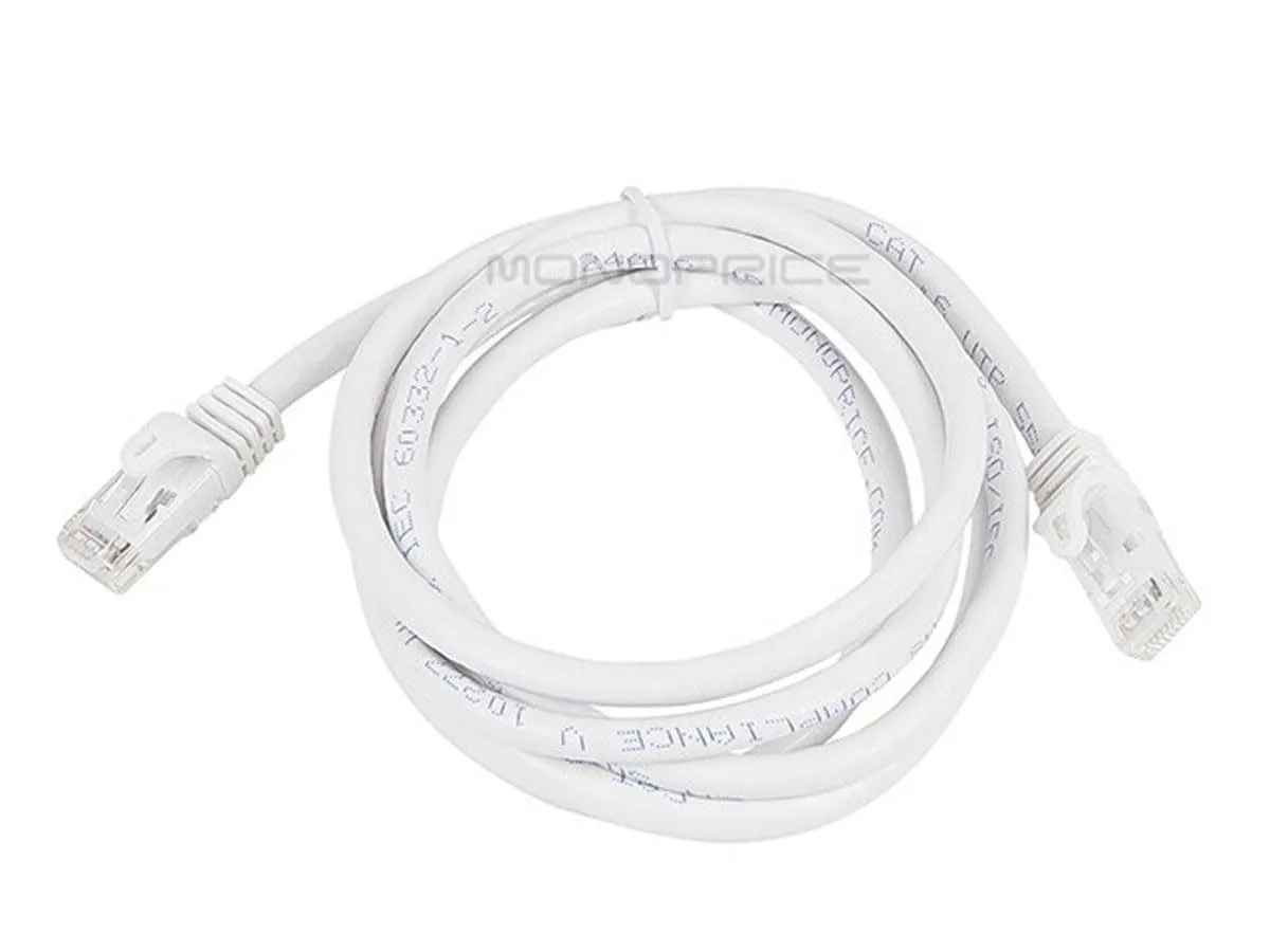 Monoprice Cat6 5ft White Patch Cable UTP 24AWG 550MHz Pure Bare Copper Snagless RJ45 Flexboot Series Ethernet Cable 1