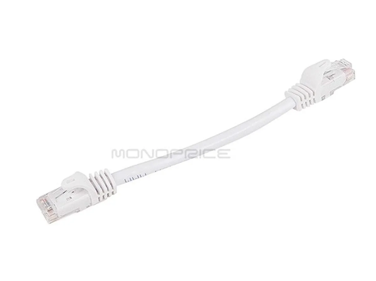Monoprice Cat6 6in White Patch Cable UTP 24AWG 550MHz Pure Bare Copper Snagless RJ45 Flexboot Series Ethernet Cable 1