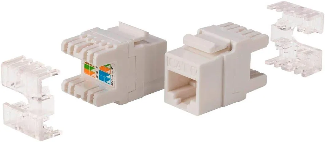 Monoprice Cat6 Punch Down Keystone Jack - Short Body, 180-Degree, 8P8C, for 22-24AWG Solid Wire, White