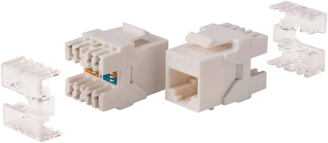 Monoprice Cat6 RJ45 Keystone - 180-Degree, Dual IDC, for 22-24AWG Solid Wire, UL Listed, 8P8C, White White Punch Down