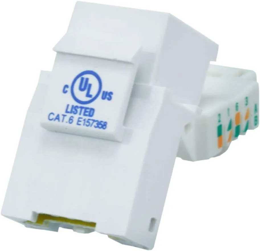 Monoprice Cat6 RJ45 Toolless Keystone Jack - For 22-24AWG Solid Wire, For Use With Wall Plate or Ethernet Panel