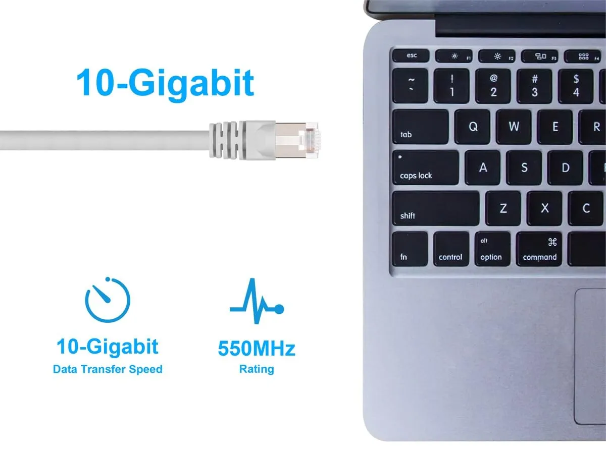 Monoprice Cat6A Shielded (S/FTP) Ethernet Patch Cable - 26AWG Pure Bare Copper Snagless RJ45 Fullboot