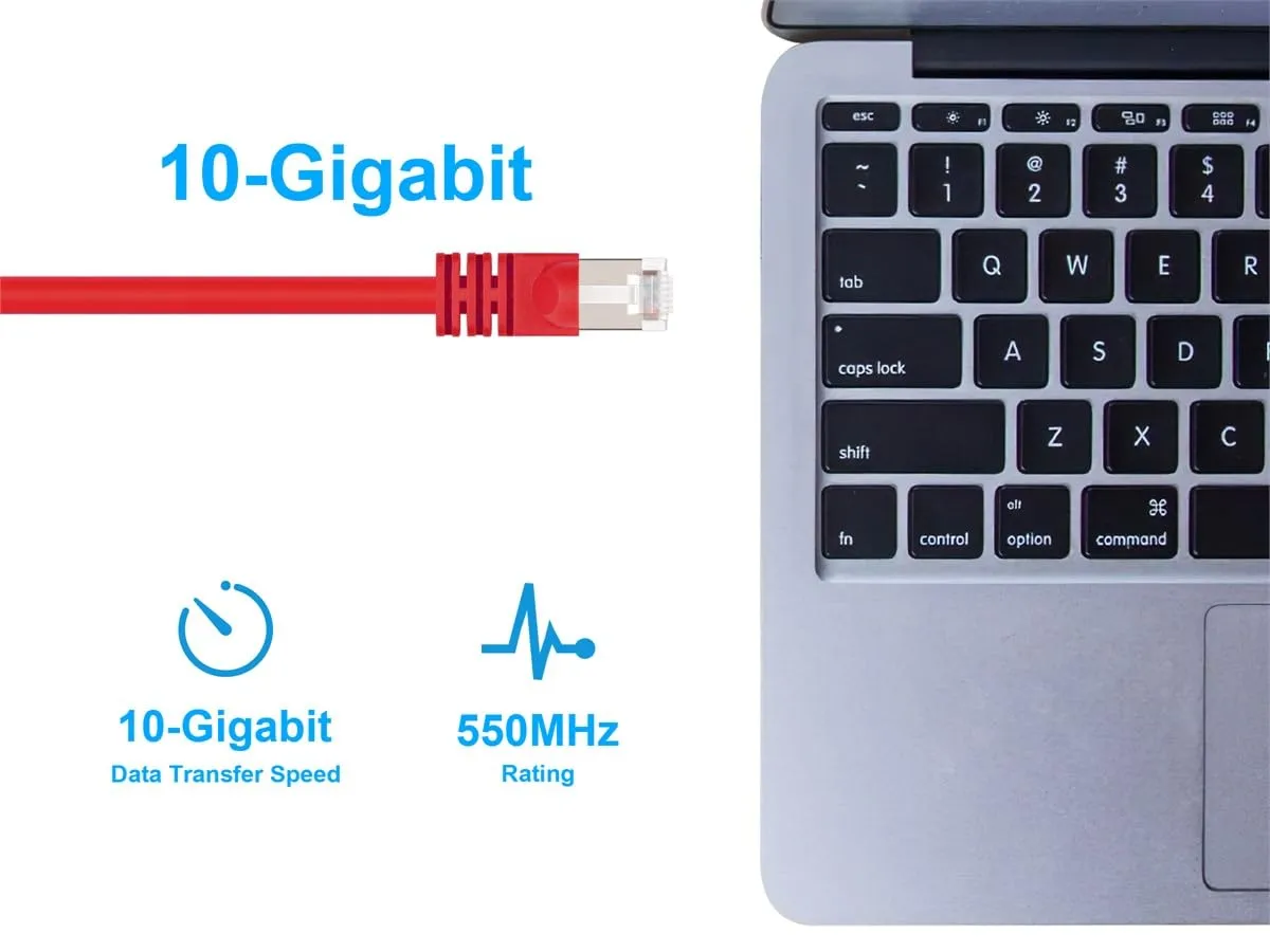 Monoprice Cat6A Shielded (S/FTP) Ethernet Patch Cable - 26AWG Pure Bare Copper Snagless RJ45 Fullboot
