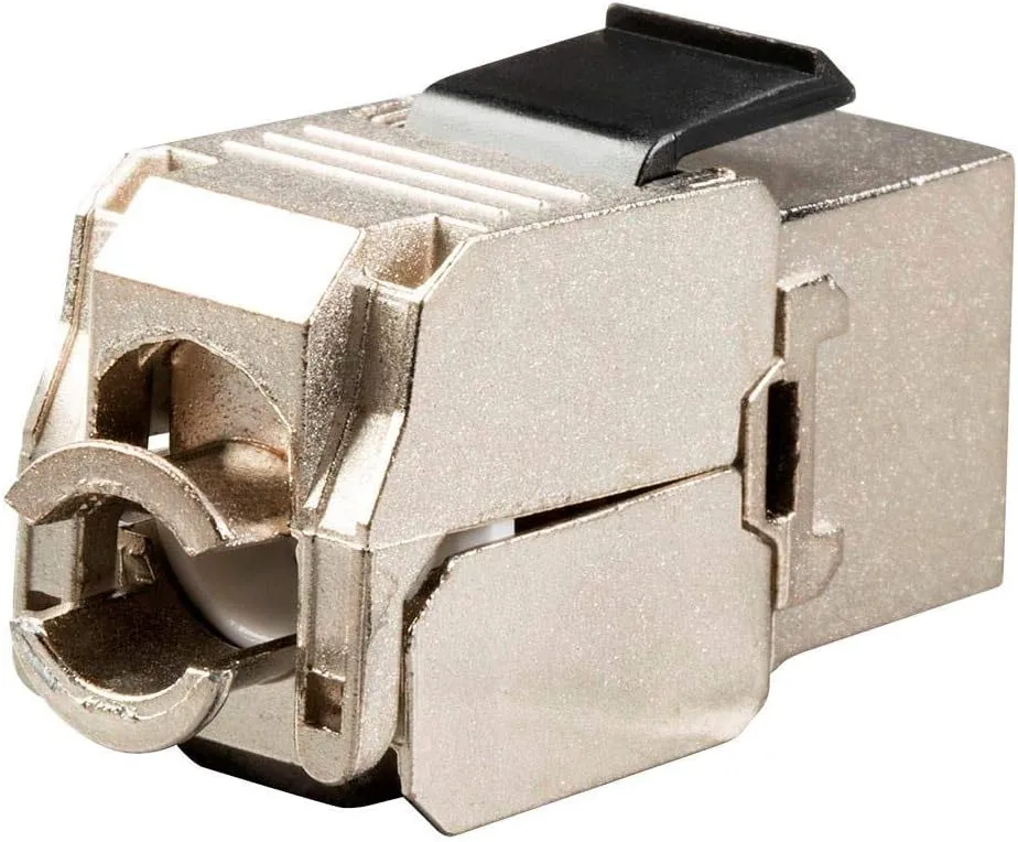 Monoprice Cat6A RJ-45 Keystone - Slim Type, 180-Degree, Shielded, Die Cast, Black - Entegrade Series