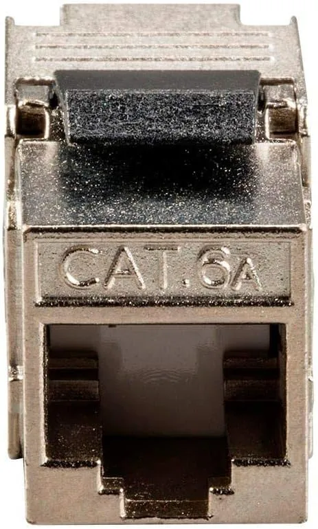 Monoprice Cat6A RJ-45 Keystone - Slim Type, 180-Degree, Shielded, Die Cast, Black - Entegrade Series