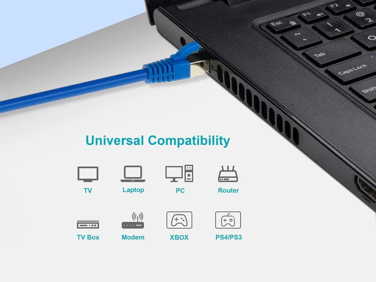 MONOPRICE Cat8 Patch Cable - Double Shielded (S/FTP), 28AWG, 2GHz, 40Gbps, Pure Bare Copper, Snagless RJ45