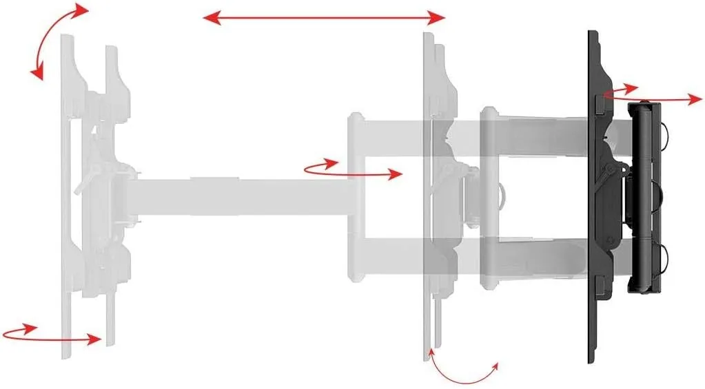 Monoprice 360 Full-Motion Articulating TV Wall Mount - Portrait and Landscape, for TVs 40in to 75in, Weight Capacity 110 Lbs