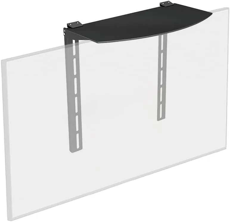 Monoprice TV Mounted Glass Shelf, Allows Above or Below TV Mounting of Blu-Ray Player, Cable Box, Game Console