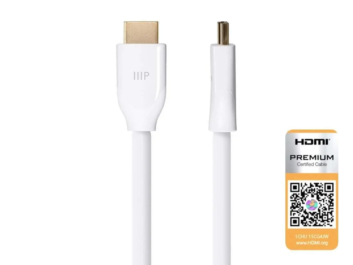 Monoprice Certified Premium HDMI Cable - 4K@60Hz, HDR, 18Gbps, YUV 4:4:4, Dual Video Stream, Compatible with DVD Player