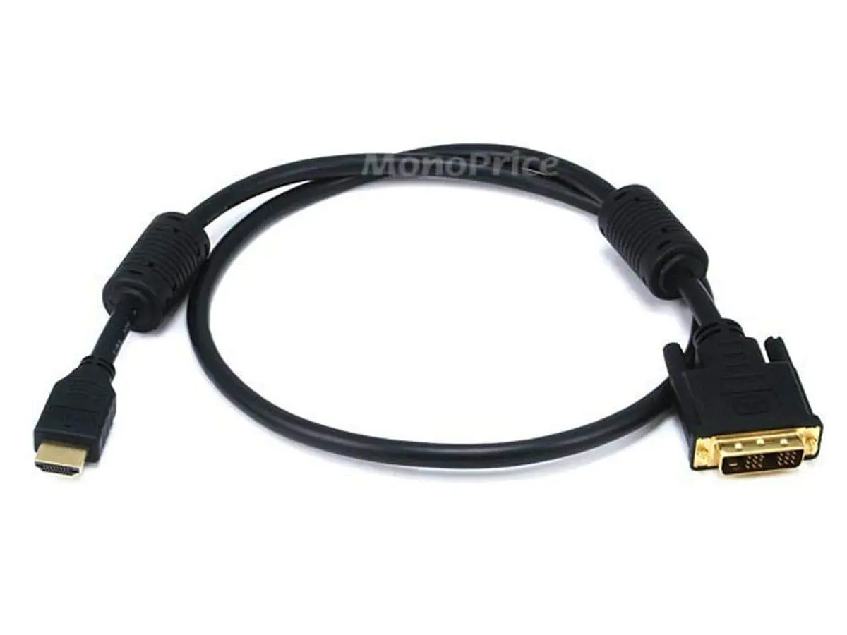 MONOPRICE HDMI to Single Link DVI-D Adapter Cable with Ferrite Cores