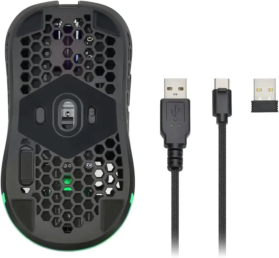 Monoprice Hyper-K Wireless Ultralight Gaming Mouse - PixArt Optical Sensor, Offers 6 Programmable DPI Settings - Dark Matter