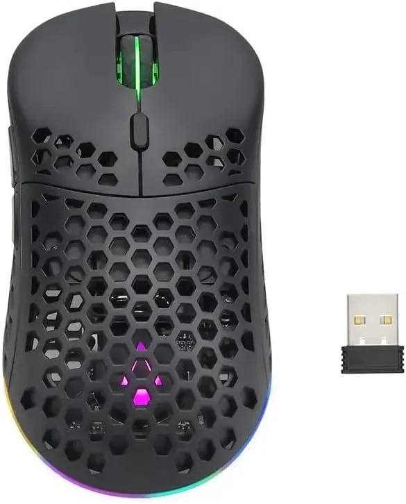 Monoprice Hyper-K Wireless Ultralight Gaming Mouse - PixArt Optical Sensor, Offers 6 Programmable DPI Settings - Dark Matter