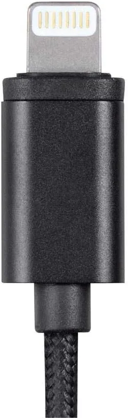 Monoprice MFi Certified Lightning to 3.5mm Jack Audio Adapter - Nylon Braided, Black