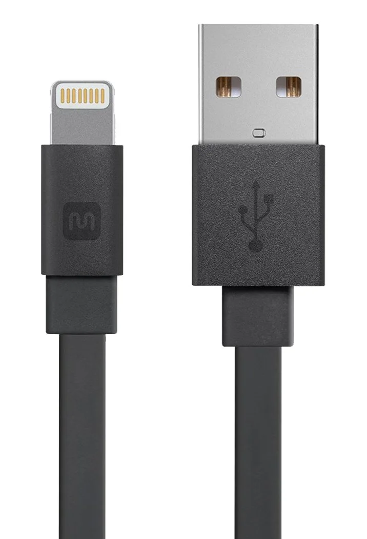 Monoprice Flat Apple MFi Certified Lightning to USB Type-A Charging Cable, 3 Feet, Black - Premium Series 3 Feet Black
