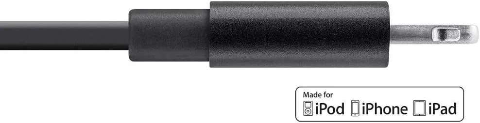 Monoprice Flat Apple MFi Certified Lightning to USB Type-A Charging Cable, 3 Feet, Black - Premium Series 3 Feet Black
