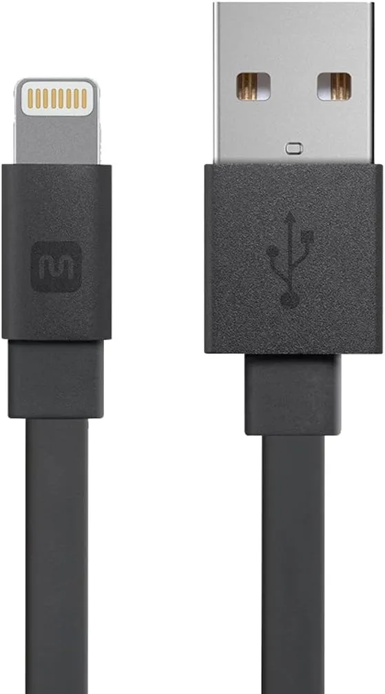 Monoprice Flat Apple MFi Certified Lightning to USB Type-A Charging Cable, 3 Feet, Black - Premium Series 3 Feet Black
