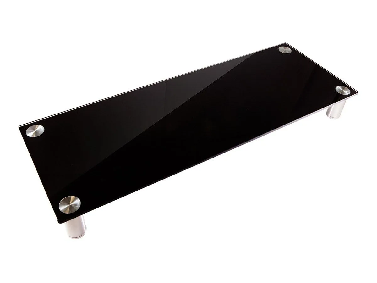 Monoprice Large Multimedia Desktop Stand - Black Glass (30.8 x 11in) Stand & Riser, Desktop TV Stand
