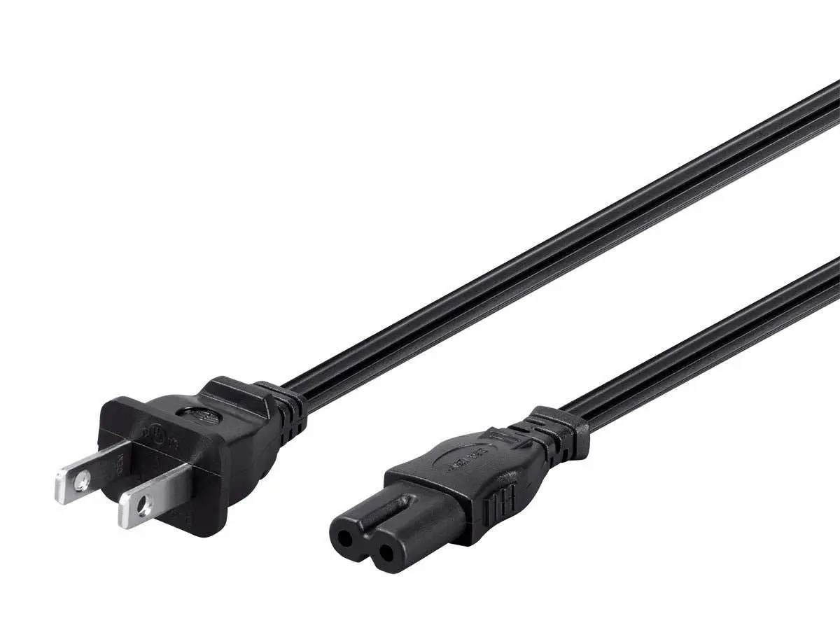 Monoprice Power Cord - Non-Polarized NEMA 1-15P to Non-Polarized IEC-320-C7, 7 Amp, 125 Volt, 18AWG, 1 Feet, Black