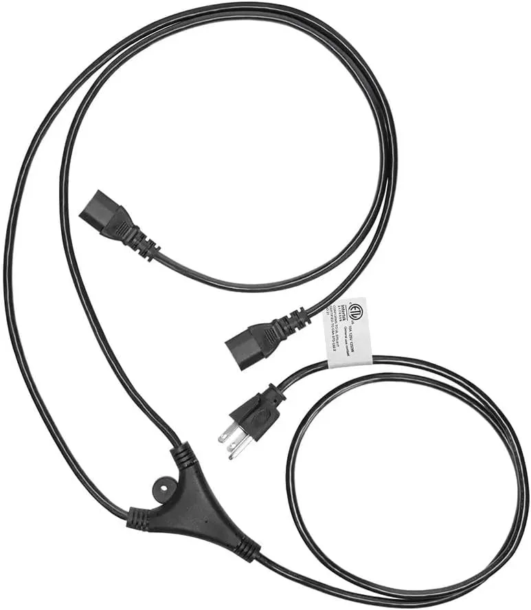 Monoprice Power Cord Splitter - NEMA 5-15P to 2X IEC 60320 C13, 10 Amp, 1250 Watt, SVT, 18AWG, 6 Feet, Black