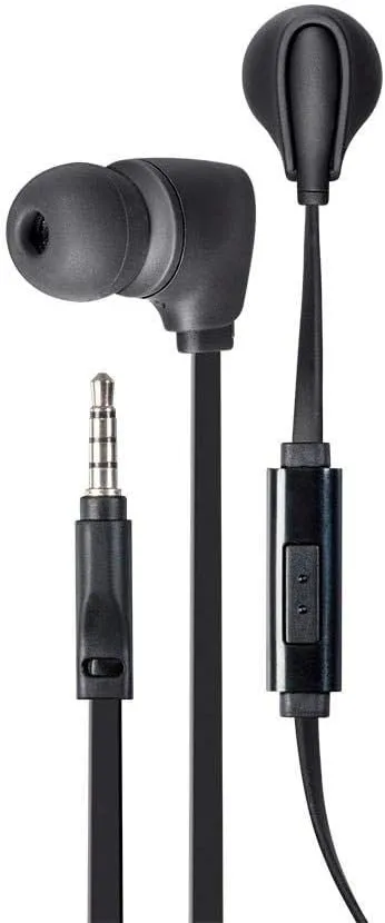 Monoprice Premium 3.5mm Wired Earbuds Headphones with Microphone, 10mm Drivers, Compatible with Apple and Android Devices