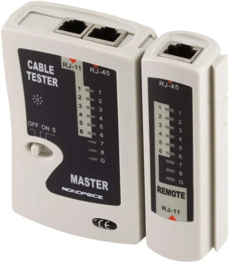 Monoprice RJ-11 and RJ-45 Modular Plug Tester - Gray