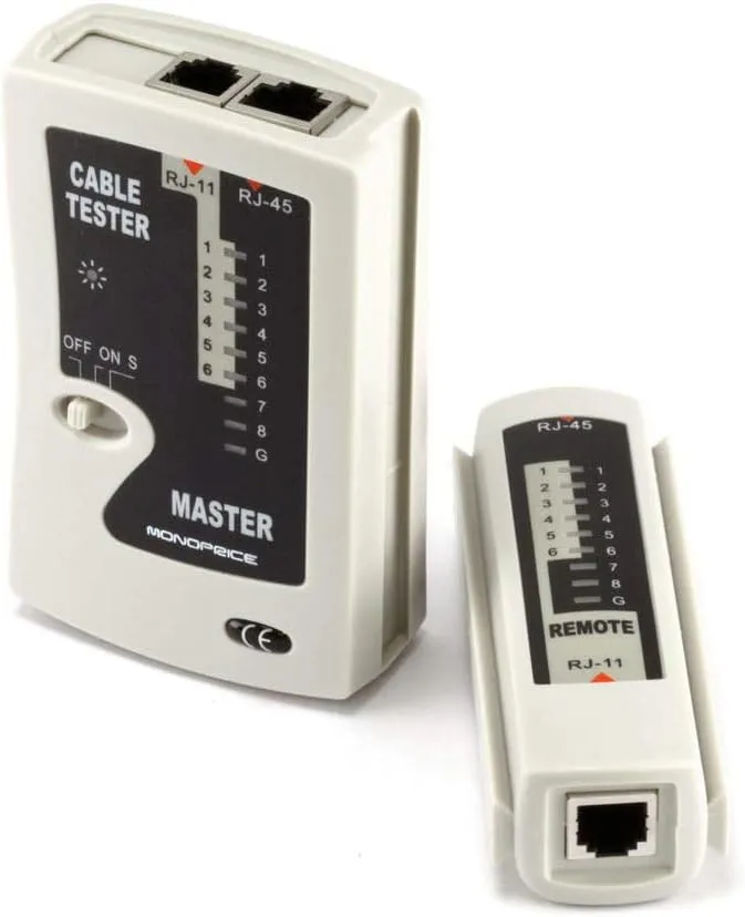 Monoprice RJ-11 and RJ-45 Modular Plug Tester - Gray