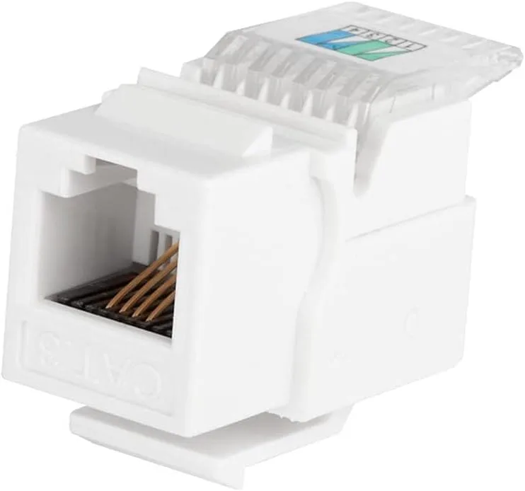 Monoprice RJ11 Toolless 180-Degree Keystone Jack - For 22-26AWG Solid Wire, White 1 Count (Pack of 1)
