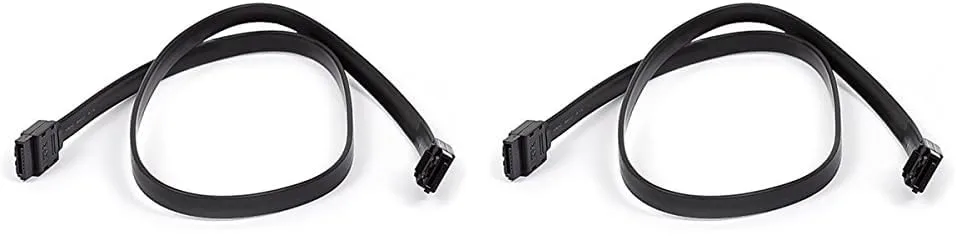 Monoprice Data Cable - 2 Feet - Black | SATA 6Gbps Cable with Locking Latch, Data Transfer speeds of up to 6 Gbps (Pack of 2)