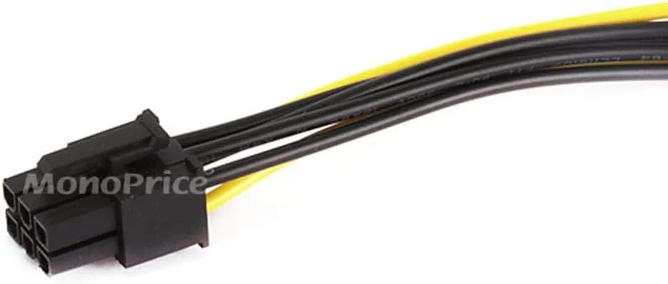 Monoprice SATA Cable - 0.67 Feet - Black | SATA 15pin to 6pin PCI Express Card Power Cable, Black