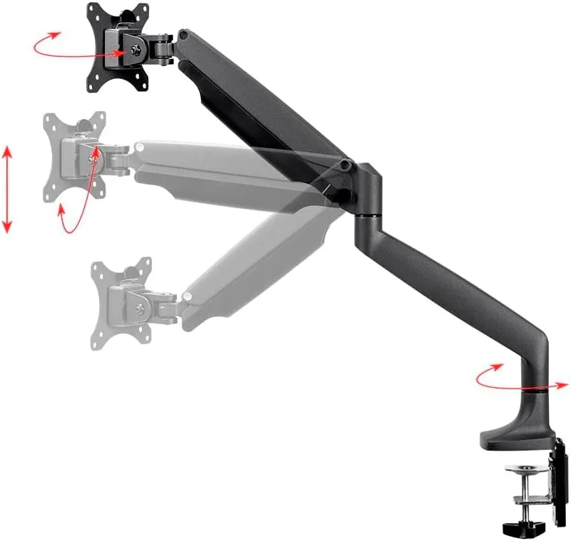 Monoprice Single Monitor Adjustable Gas Spring Desk Mount - Black, Supports Up to 34 inch Monitors, 19.8 LBS Display Weight