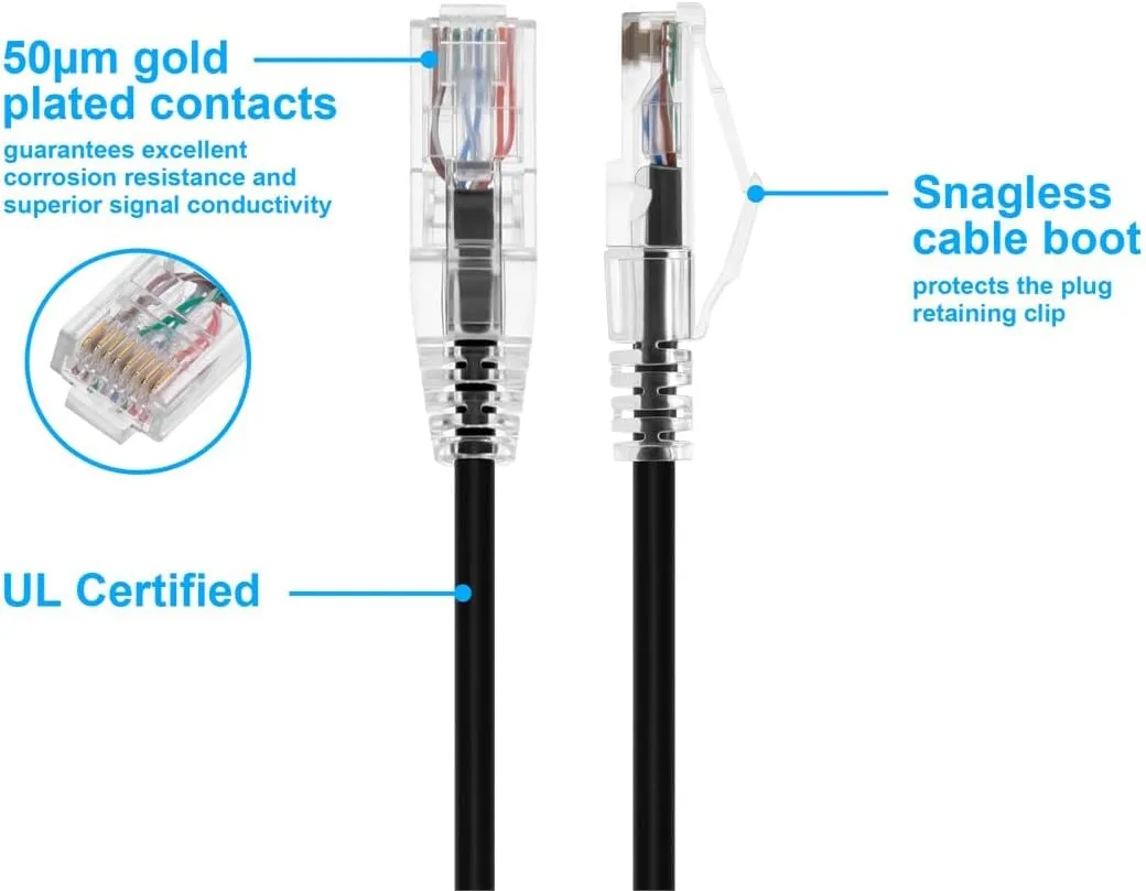 Monoprice SlimRun Cat6 UTP Ethernet Patch Cable 28AWG 550MHz Snagless
