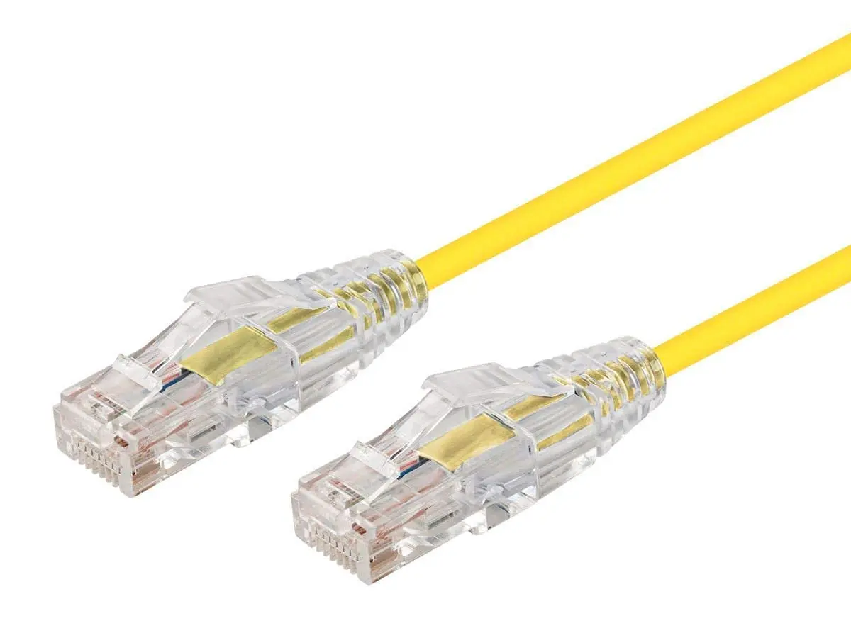 Monoprice Cat6 Ethernet Patch Cable - Snagless, Stranded, 550MHz, UTP, CMR Rated, 28AWG, 14 Feet, Yellow - SlimRun Series