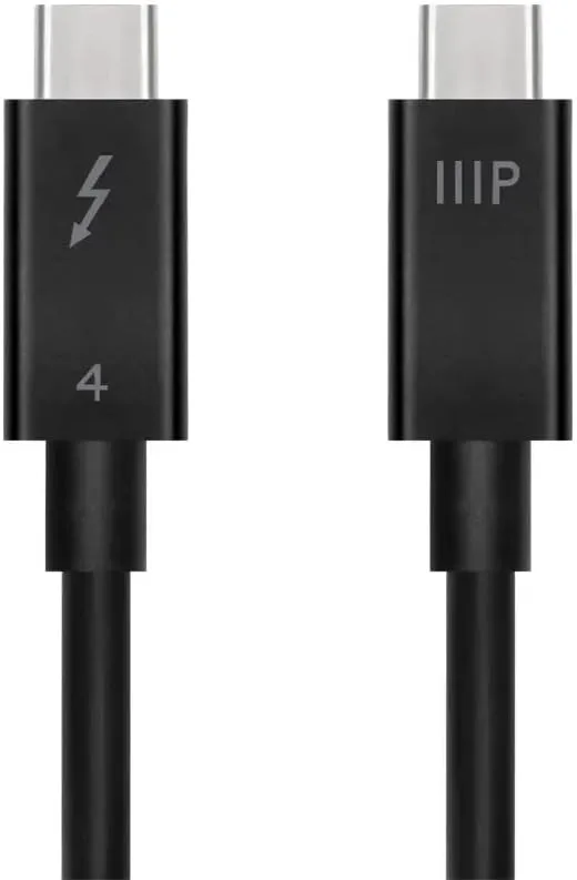 Monoprice Thunderbolt 4 Cable - Intel Certified, 40Gbps, 240 Watts Power Delivery, 8K Ultra HD, 1 Meter, Black