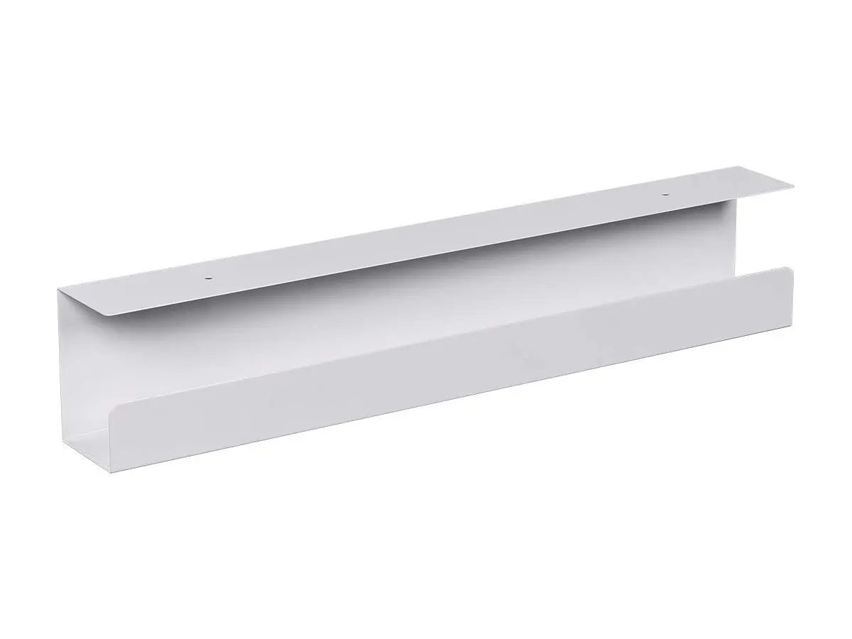Monoprice Under Desk Cable Tray - Steel with Power Supply and Wire Management - Workstream Collection White