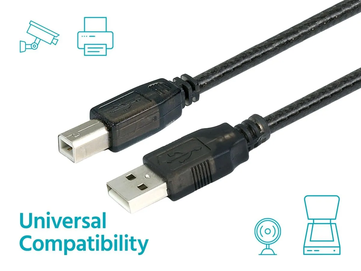 Monoprice USB 2.0 Extension Cable - USB Type-A to USB Type-B, Male to Male, Active, 28/24AWG, 33 Feet, Black